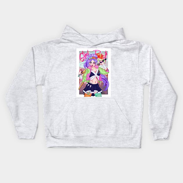 Samurai girl power Kids Hoodie by LinDemonic